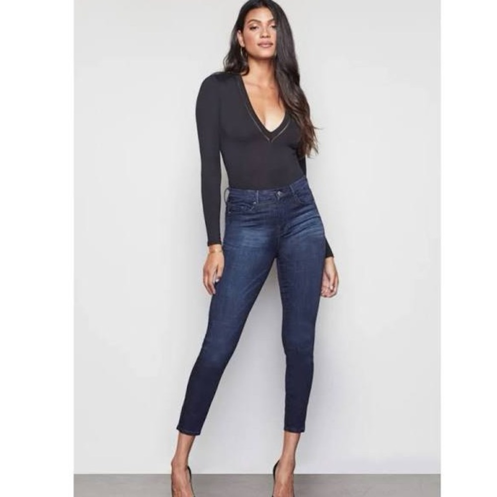 ♦️ GOOD AMERICAN Good Waist crop Sz 10 jeans ankle crop EUC - Picture 2 of 6
